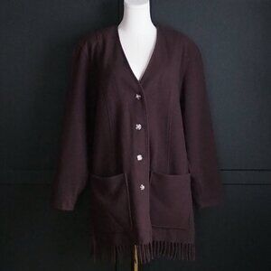 Conrad C. | Vintage Maroon Shacket w Fringe Hem